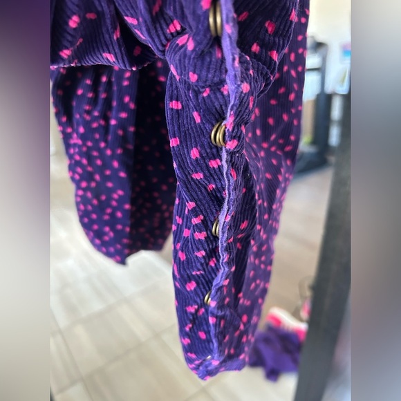 Purple corduroy‎ polkadot bubble overalls size 12m - Picture 4 of 6